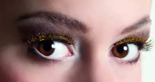 Photo du produit Faux cils courts noirs avec paillettes dorées adulte