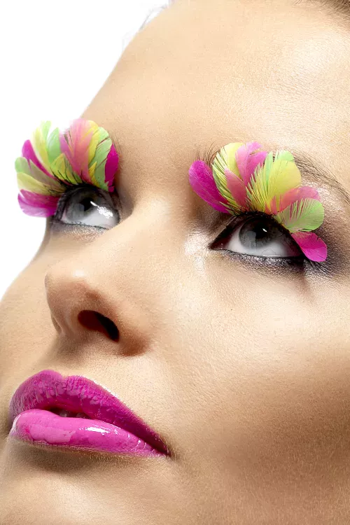 Photo du produit Faux cils plumes fluo adulte