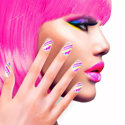 Photo du produit Faux ongles adhésifs flashy rayés adulte
