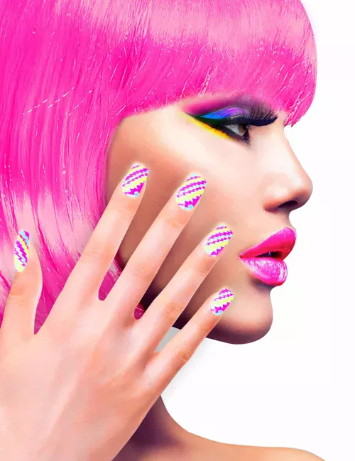 Photo du produit Faux ongles adhésifs flashy rayés adulte
