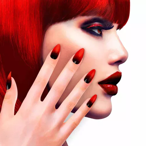 Photo du produit Faux ongles adhésifs noirs et rouges femme