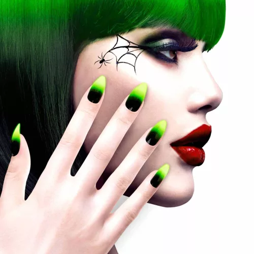 Photo du produit Faux ongles adhésifs noirs et verts adulte