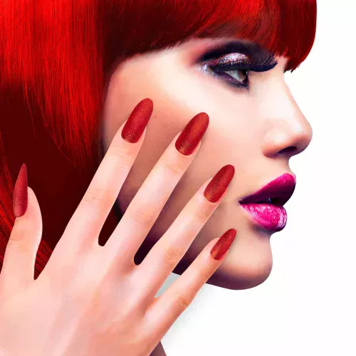 Photo du produit Faux ongles adhésifs rouge pailletés adulte