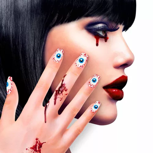 Photo du produit Faux ongles adhésifs yeux adulte Halloween
