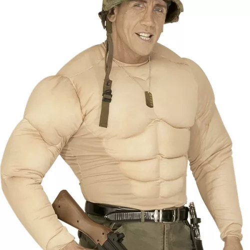 Photo du produit Faux torse musclé militaire adulte