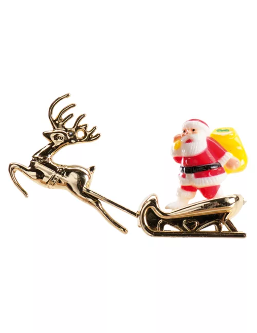 Photo du produit Décoration pour gâteaux traîneau du Père Noël doré 8,5 cm