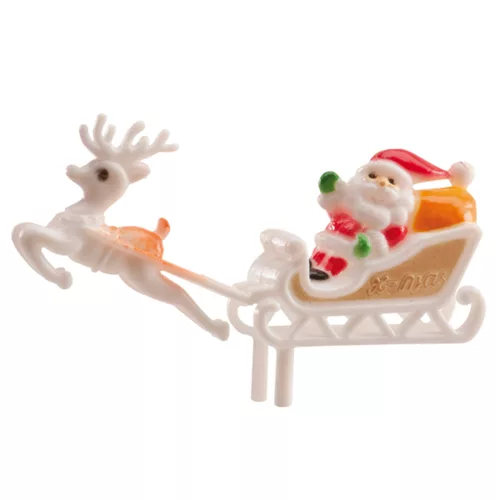 Photo du produit Décoration de gâteau Père Noël et son traîneau 6 cm