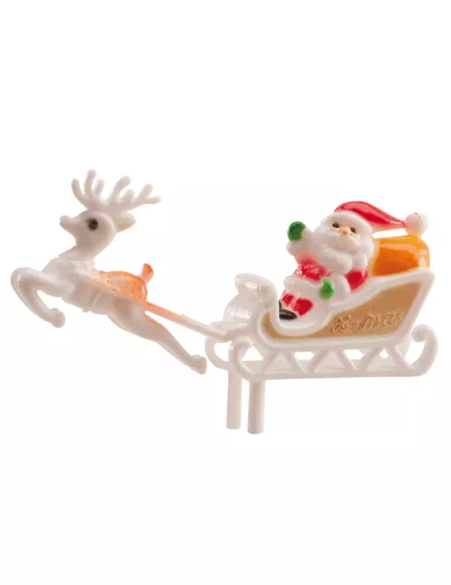 Photo du produit Décoration de gâteau Père Noël et son traîneau 6 cm