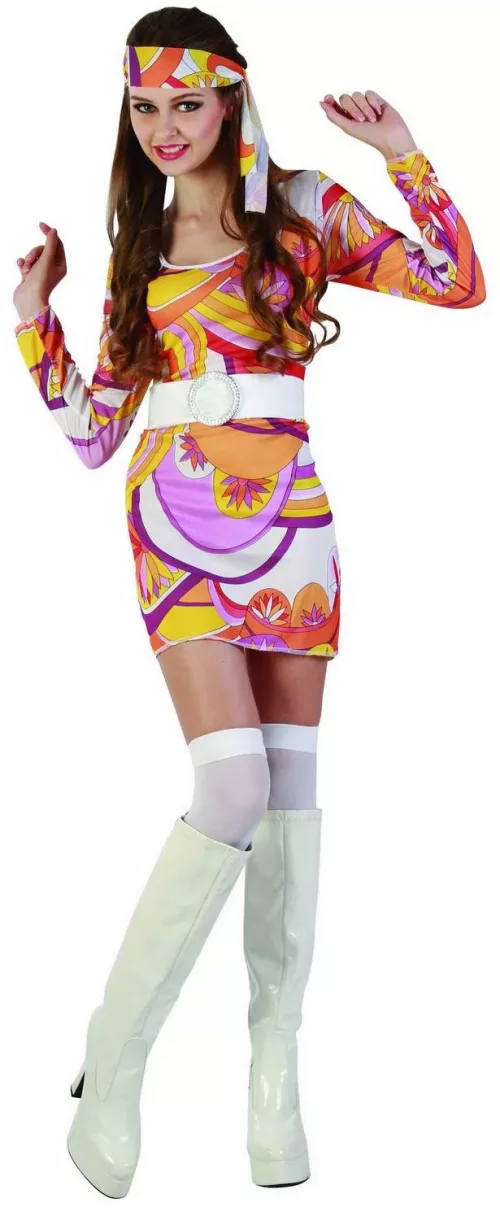 Photo du produit Déguisement hippie rose et orange femme