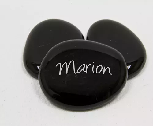 Photo du produit 12 Marques places en verre galets noirs 3,5 x 4,5 cm