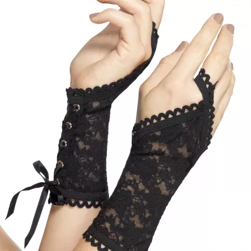 Photo du produit Gants courts à dentelle noire adulte