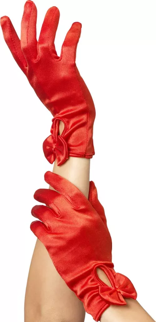 Photo du produit Gants courts rouges avec noeud femme