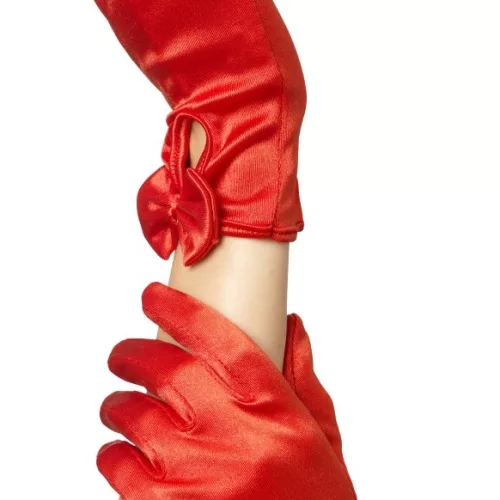 Photo du produit Gants courts rouges avec noeud femme