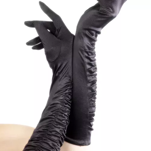 Photo du produit Gants mi-longs noirs froncés femme
