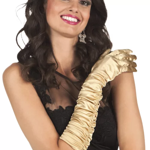 Photo du produit Gants longs satinés dorés femme