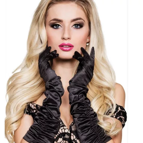 Photo du produit Gants longs satinés noirs femme