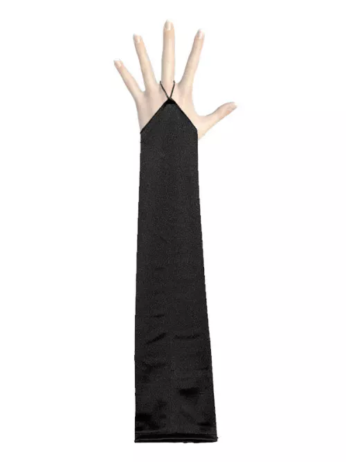 Photo du produit Gants longs satinés noirs sans doigts adulte