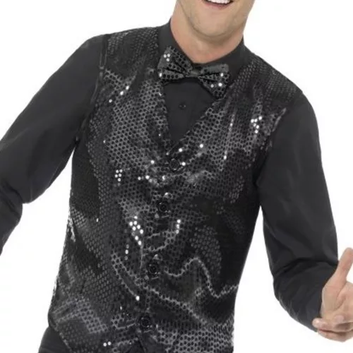 Photo du produit Gilet noir à sequins adulte
