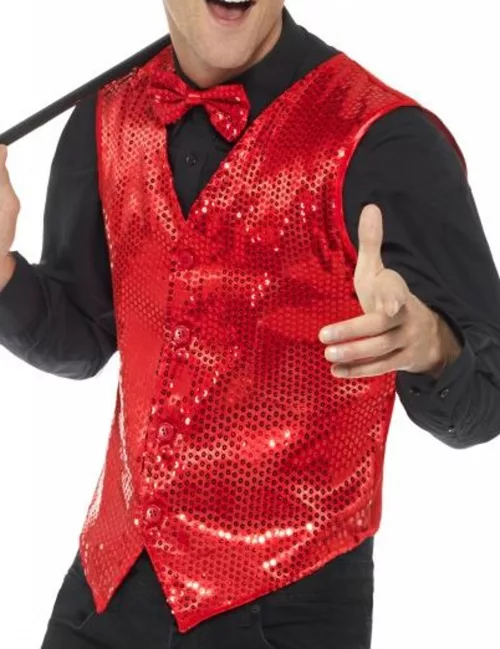 Photo du produit Gilet rouge à sequins adulte