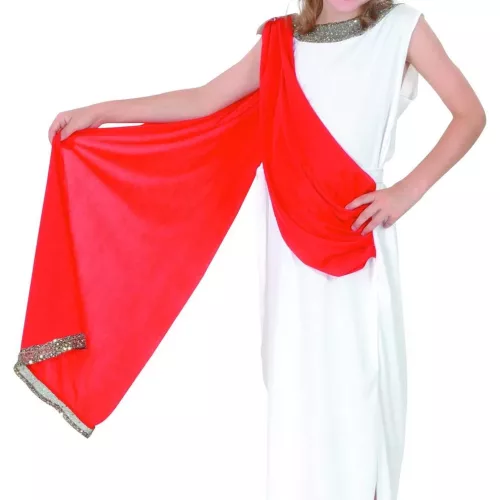 Photo du produit Déguisement déesse romaine à drapé rouge fille