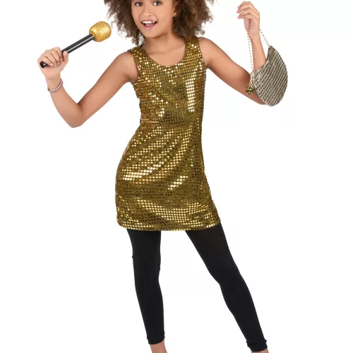 Photo du produit Déguisement disco paillettes or fille