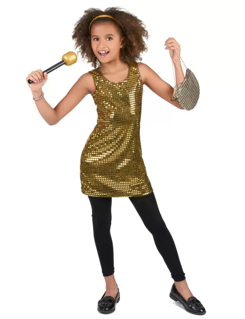 Photo du produit Déguisement disco paillettes or fille