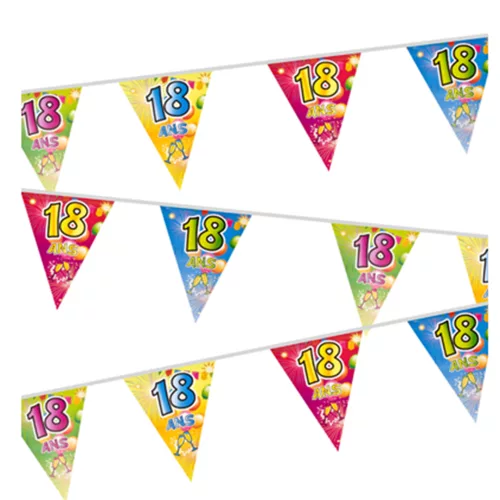 Photo du produit Guirlande 20 fanions plastifiés 18 ans Fiesta 7 m