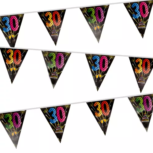 Photo du produit Guirlande 20 fanions en plastique 30 ans feux d'artifice 7 m