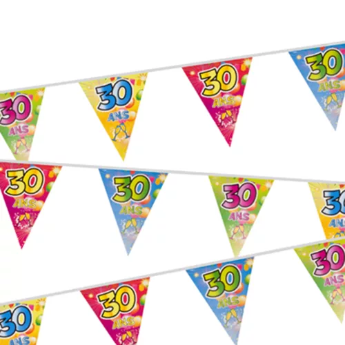 Photo du produit Guirlande 20 fanions plastifiés 30 ans Fiesta 7 m