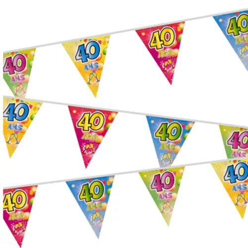 Photo du produit Guirlande 20 fanions plastifiés 40 ans Fiesta 7 m