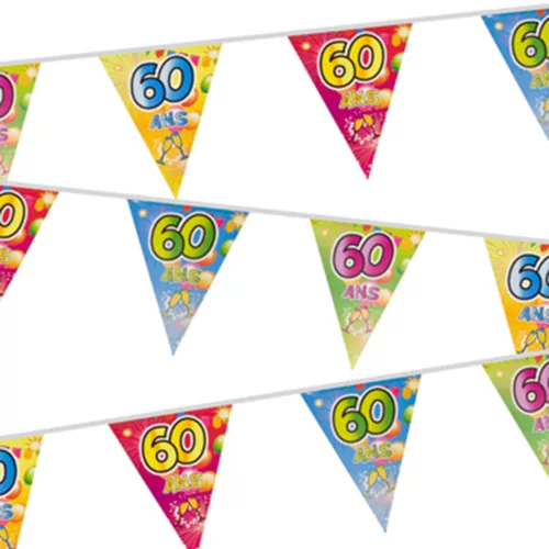 Photo du produit Guirlande 20 fanions plastifiés 60 ans Fiesta 7 m