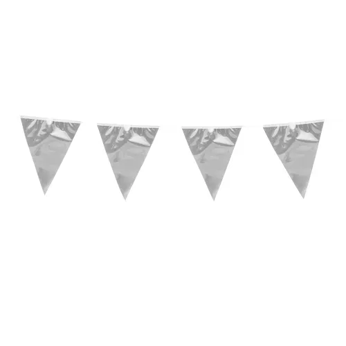 Photo du produit Guirlande à mini fanions argentés 3 m