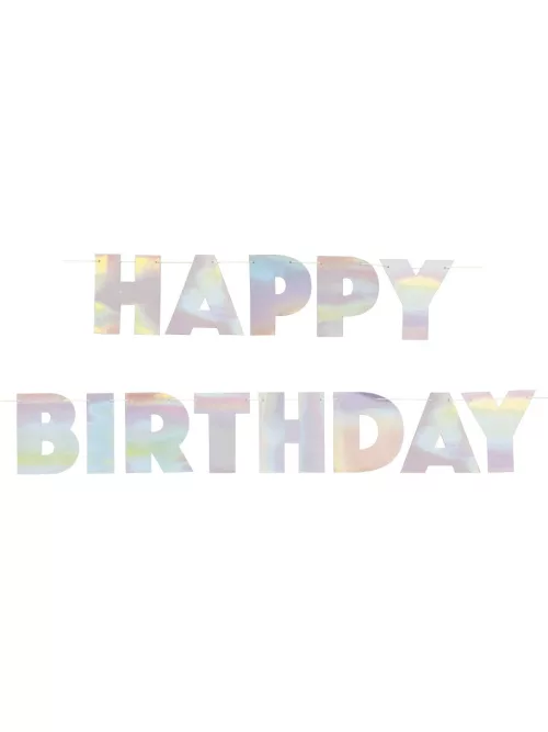 Photo du produit Guirlande en carton happy birthday iridescente 2,20 m