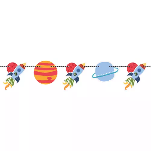 Photo du produit Guirlande en carton univers et fusée 1,5 m