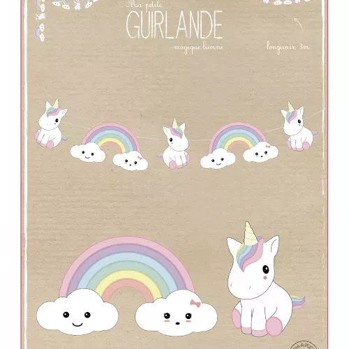 Photo du produit Guirlande en papier Bébé Licorne 3,50 m