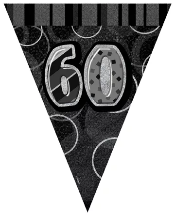 Photo du produit Guirlande Fanions gris Age 60 ans