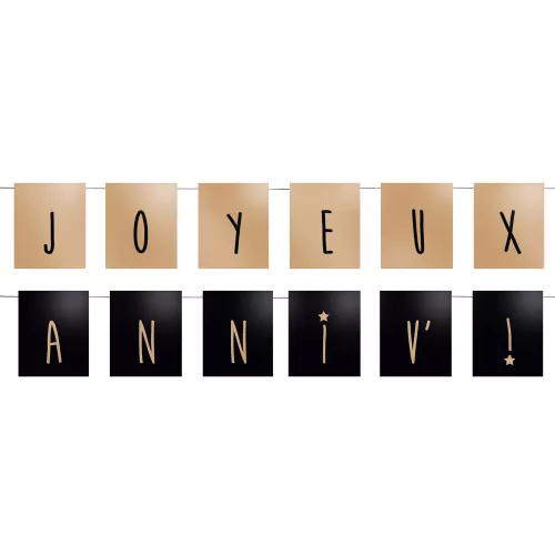 Photo du produit Guirlande Joyeux Anniv noir et or 1,20 m