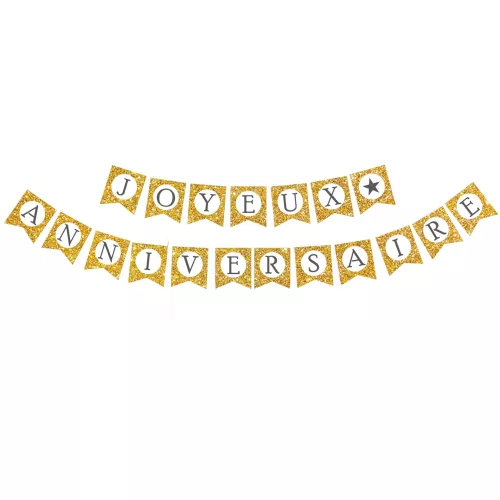 Photo du produit Guirlande Joyeux Anniversaire or pailletée