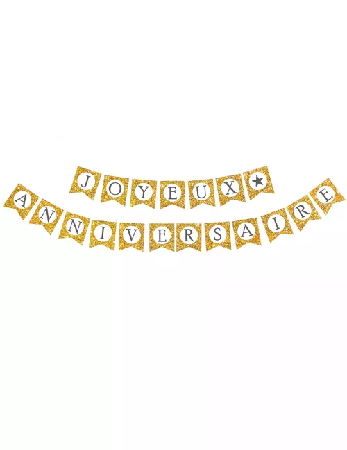 Photo du produit Guirlande Joyeux Anniversaire or pailletée