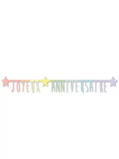 Photo du produit Guirlande articulée Joyeux anniversaire pastel 160 cm