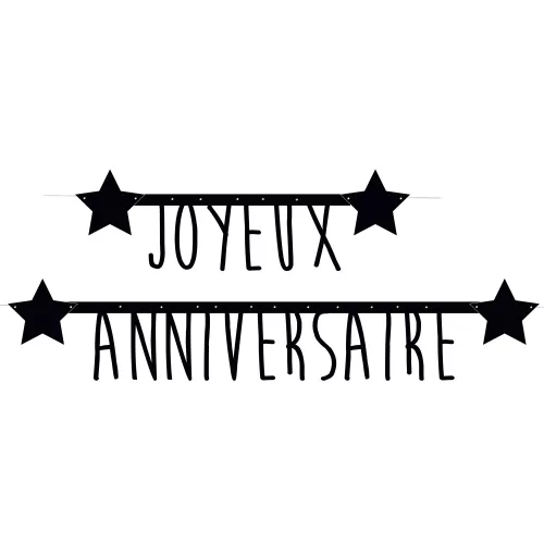 Photo du produit Guirlande noire Joyeux anniversaire 1,60 m