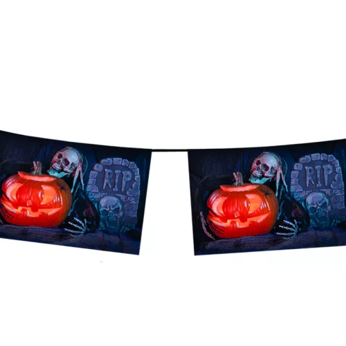 Photo du produit Guirlande papier ignifugé RIP squelette Halloween 4 mètres