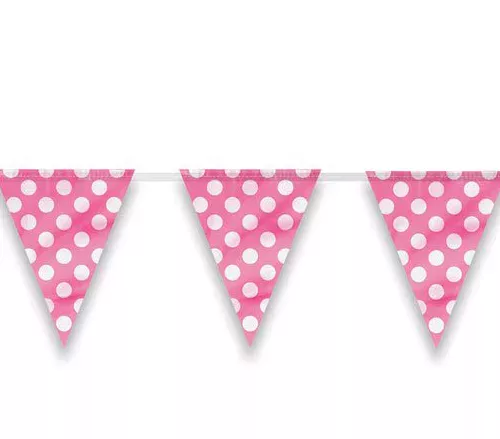 Photo du produit Guirlande rose à pois blanc