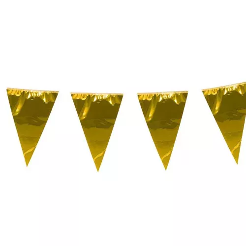Photo du produit Guirlandes à fanions géants dorés 10 m