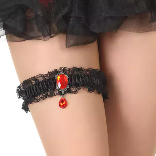 Photo du produit Jarretière noire rubis femme Halloween