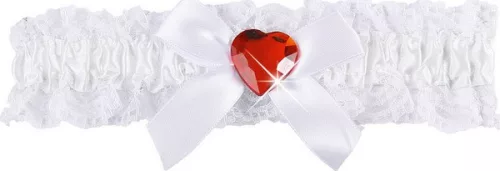 Photo du produit Jarretière sexy dentelle blanche coeur rouge femme