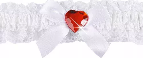 Photo du produit Jarretière sexy dentelle blanche coeur rouge femme