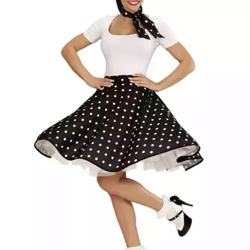 Photo du produit Jupe et foulard noirs à pois années 50 femme