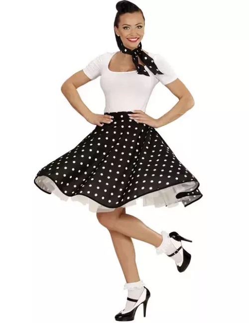 Photo du produit Jupe et foulard noirs à pois années 50 femme