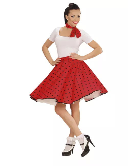 Photo du produit Jupe et foulard rouge à pois années 50 femme